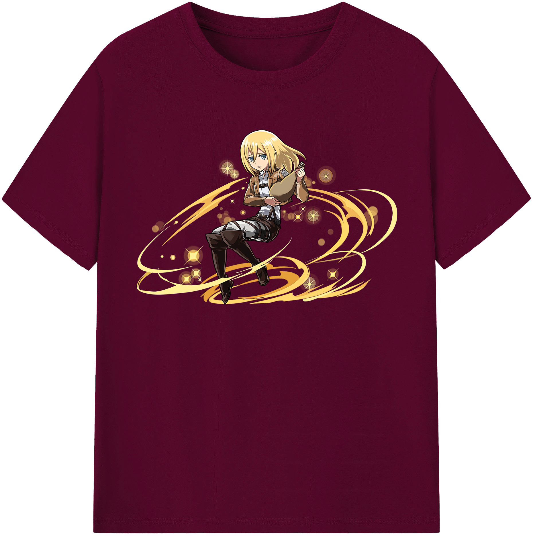 （画像用） 進撃の巨人 クリスタ·レンズ Attack on Titan Christa Lenz レディースカジュアルプリントTシャツ（綿100％）
